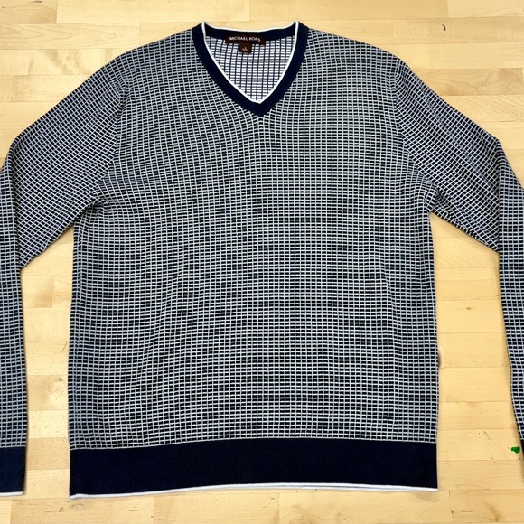 Men’s Michael Kors Navy/White Cotton Sweater Size Large - Picture 1 of 3